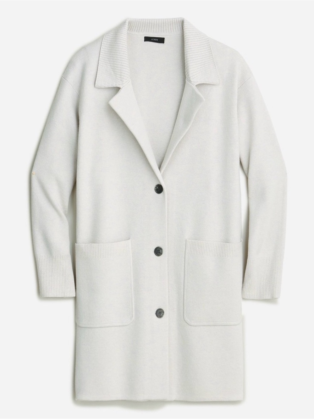 J. Crew Collared Sweater Jacket Ivory Button-Front - XS